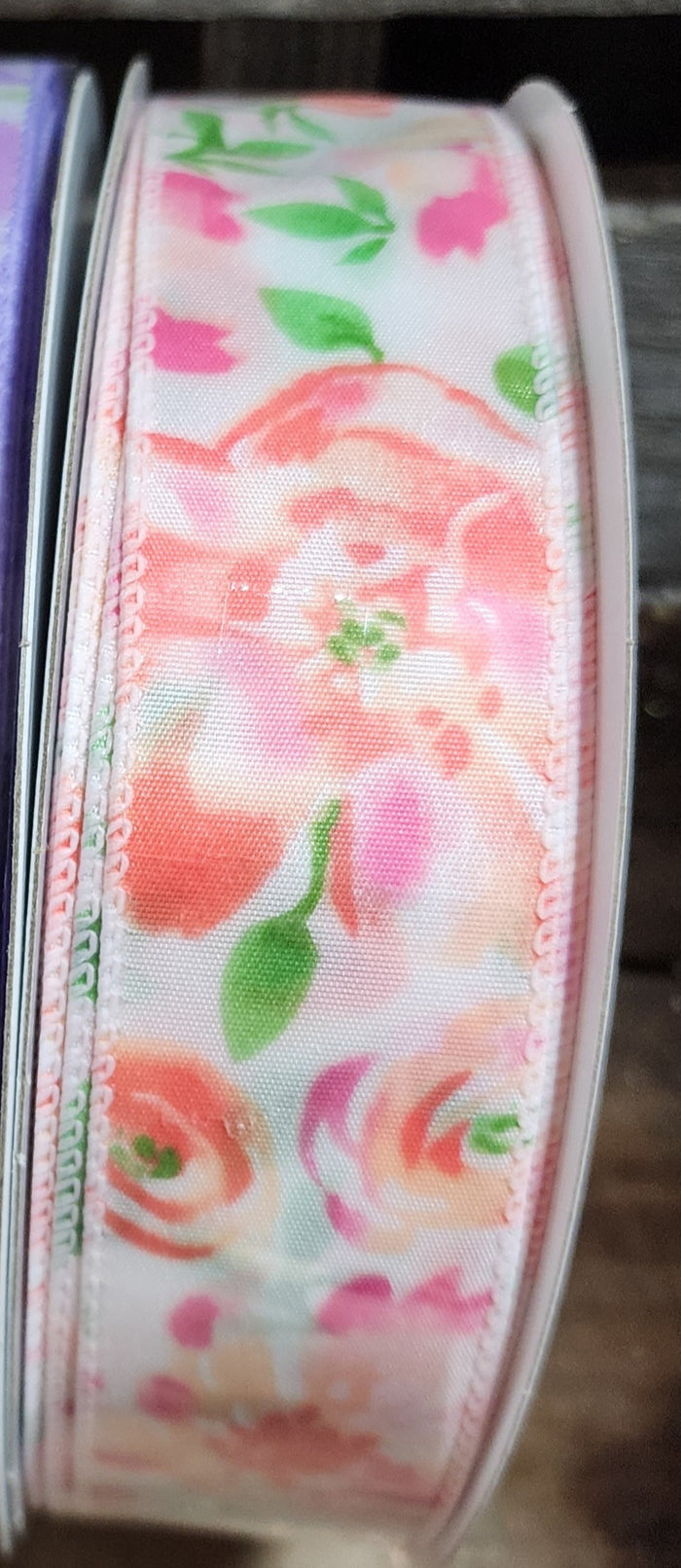 1.5" Wired Satin Floral Print Ribbon 50 Yd Roll