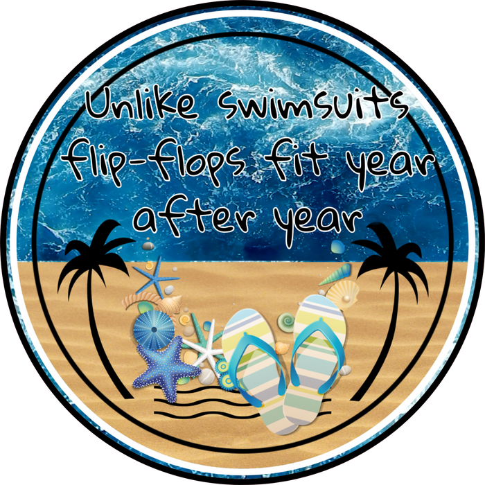 Beach Sign, Wreath Center, Metal Sign
