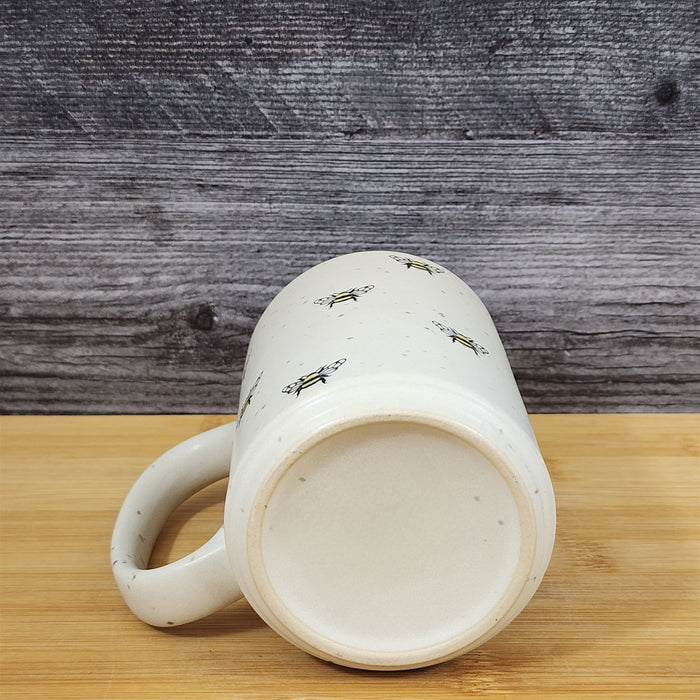Bumble Bee Coffee Mug Ceramic Rustic Yellow Interior Tea Cup Blue Sky 18oz