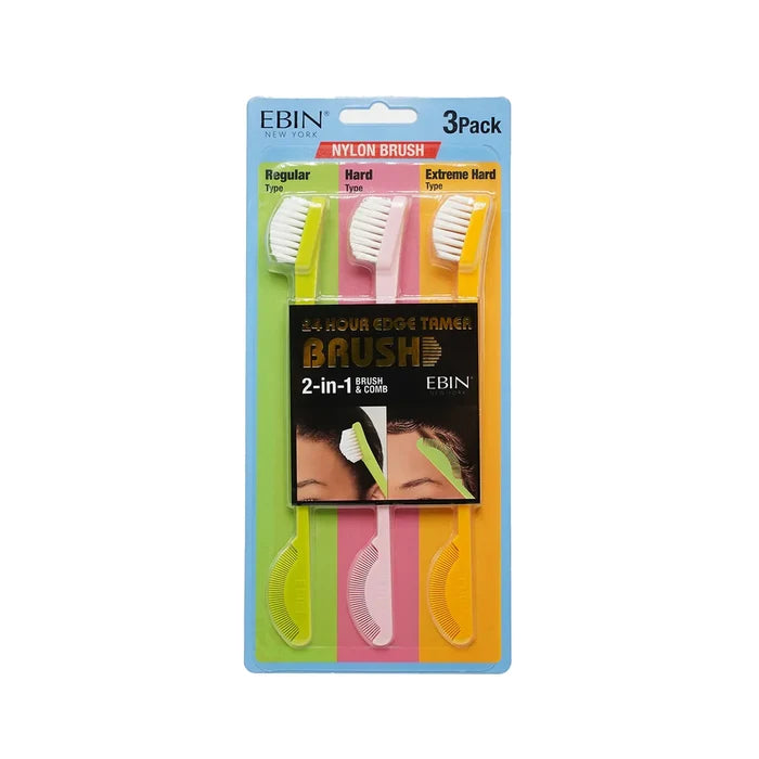 Ebin New York 24 Hour Edge Tamer Brushes 3 Pack Nylon