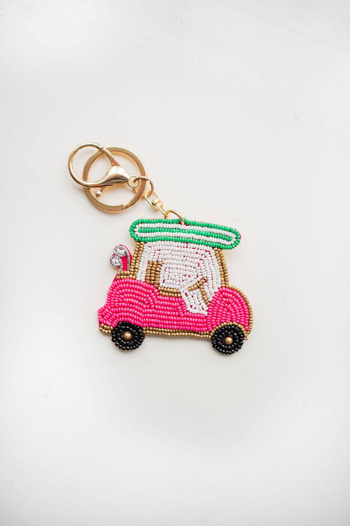 Hand Beaded Golf Cart Keychain