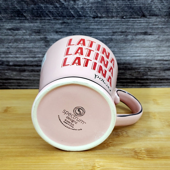 Latina Power Mug Inspirational Ceramic Coffee Tea Cup Pink and Red by Blue Sky