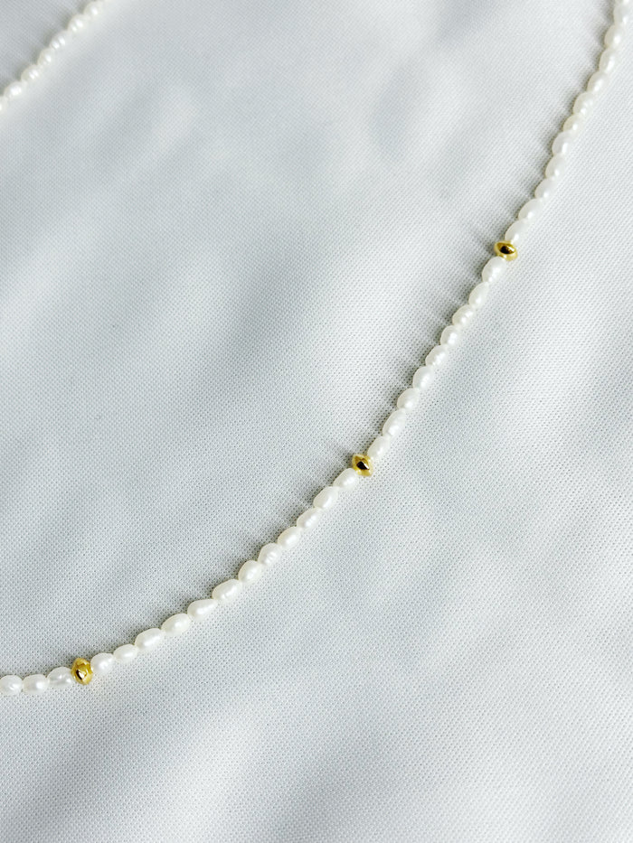 Lemme. L12306 Mist Pearl Necklace Gold