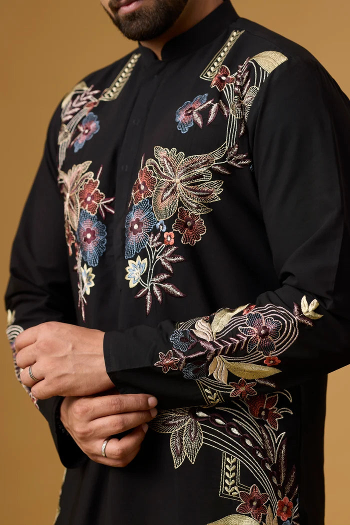 Premium Thread Work Kurta Set for Men – Full Length View | Mahavir NX