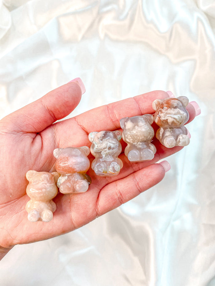 Mini Flower Agate Chubby Teddy Bear