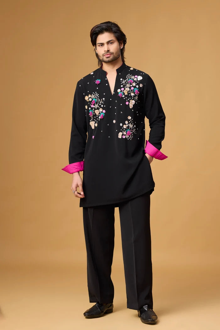 Obsidian Bloom Ethnic Kurta Set – Full View | Mahavir NX
