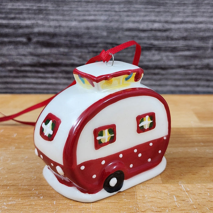 Retro Christmas Camper Mug & Matching Ornament Set Holiday & Gift Box Blue Sky