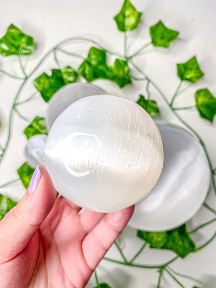 Satin Spar Selenite Sphere (S-XL)