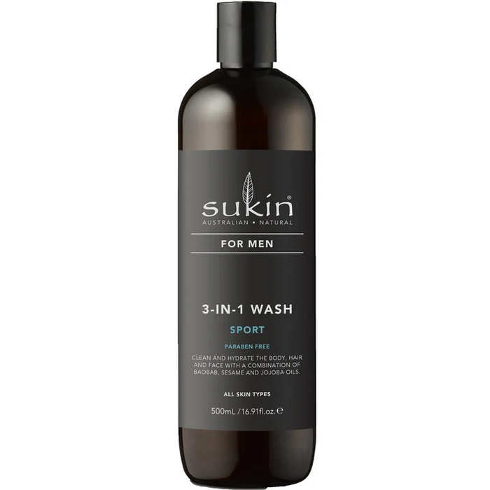 Sukin Men's 3-in-1 Wash Sport 500ml