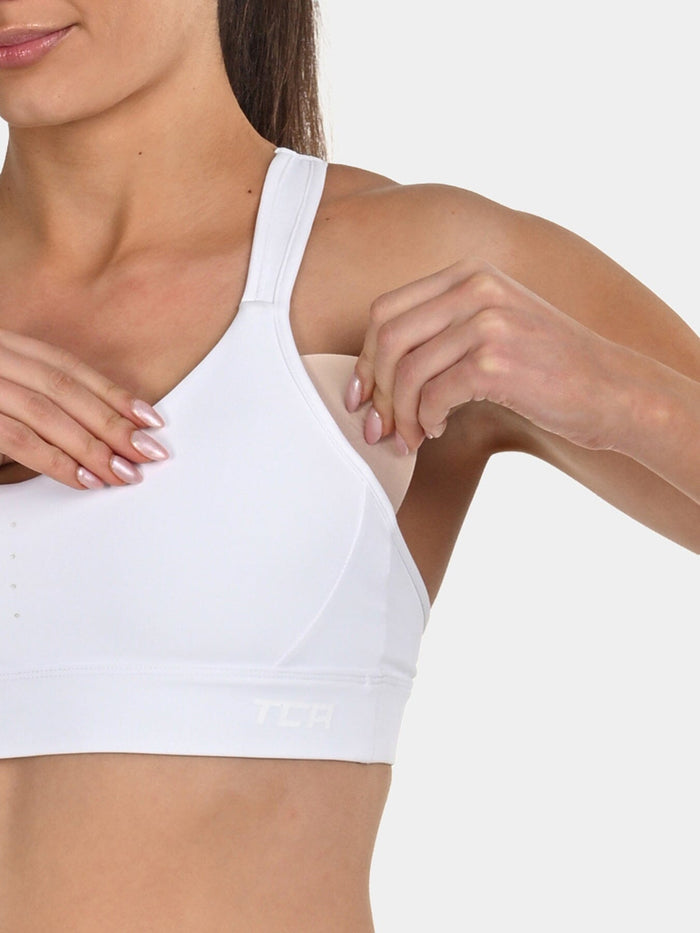 TCA Women's Medium Impact Sports Bra _ Adjustable Support, Removable Pads, Seamless Comfort