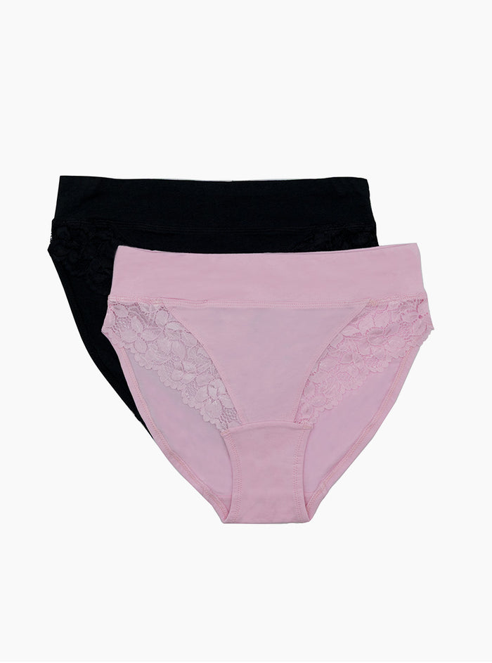 Womens Smoothlines Lace Leg Hi Cut Brief 2 Pack
