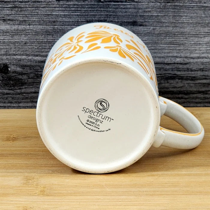 You are Loved Coffee Mug Spanish Cup Ceramic Embossed Orange 21oz by Blue Sky