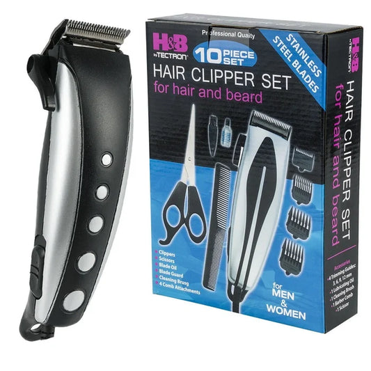 10 Piece Electric Clipper Set for Hair and Beard by Tectron