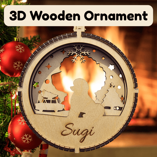 3D Wooden Dog Ornament: Bichon Frise