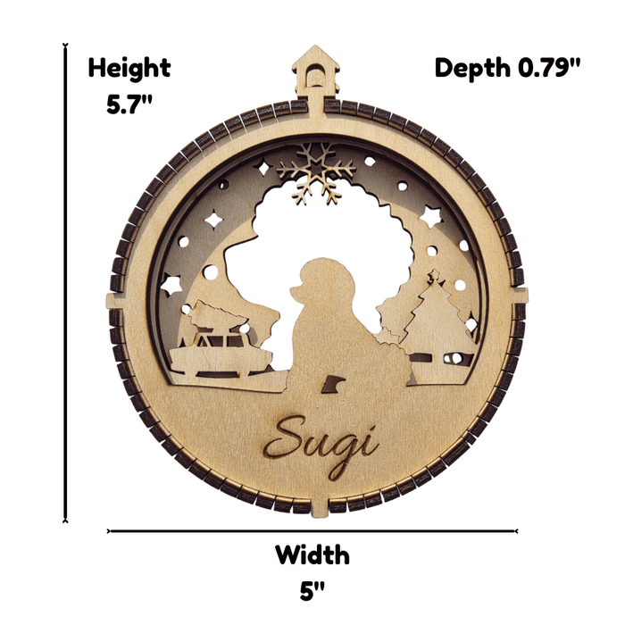 3D Wooden Dog Ornament: Bichon Frise