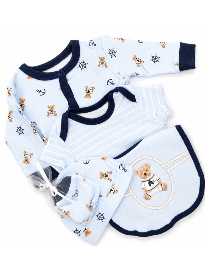 5pc Navy Bear Onesie Set