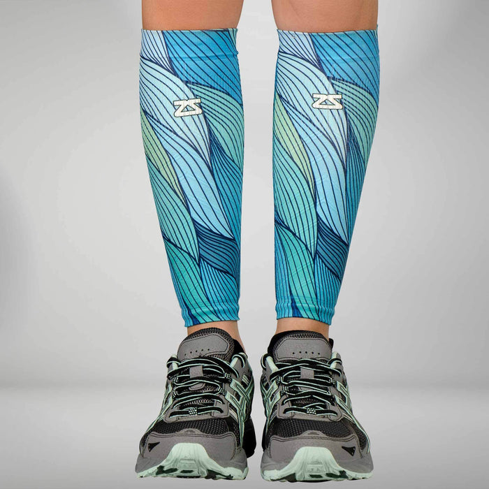 Abstract Waves Compression Leg SleevesLeg Sleeves - Zensah