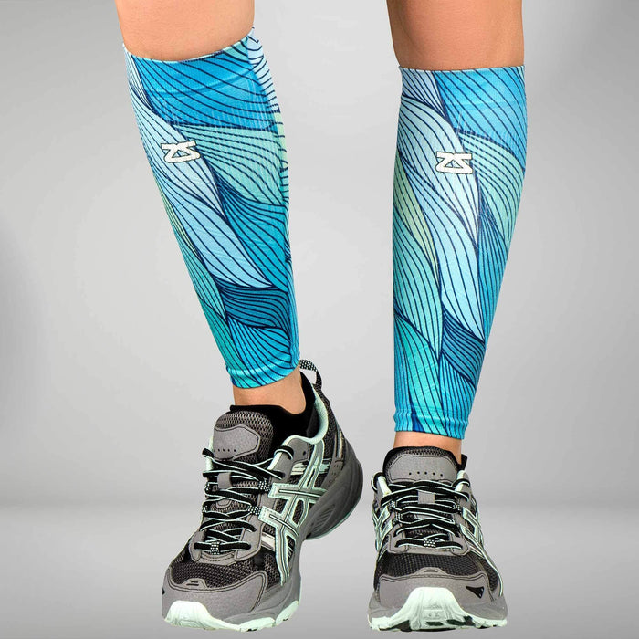 Abstract Waves Compression Leg SleevesLeg Sleeves - Zensah