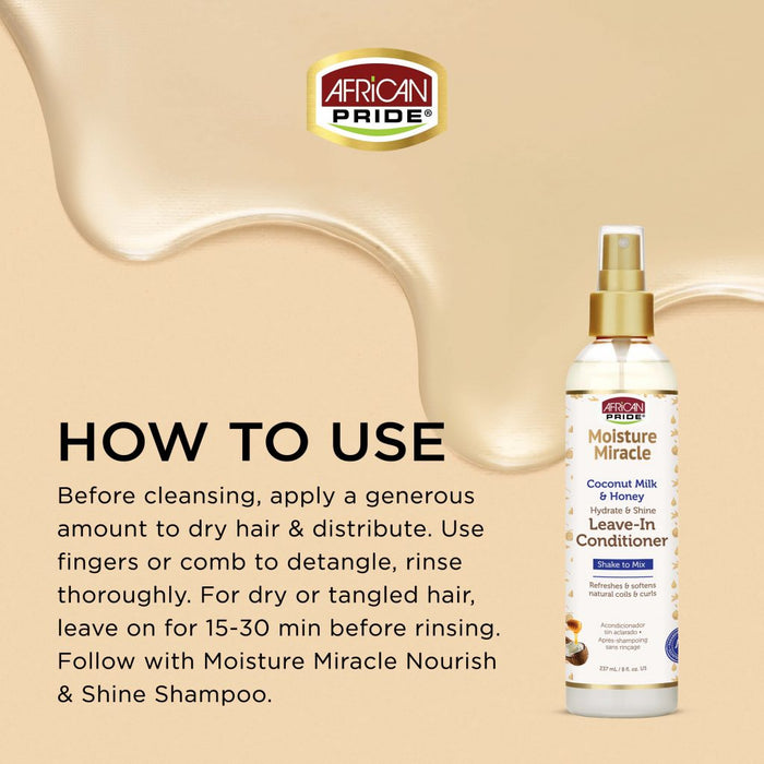 African Pride Moisture Miracle Coconut Milk & Honey Leave-In Conditioner 8oz