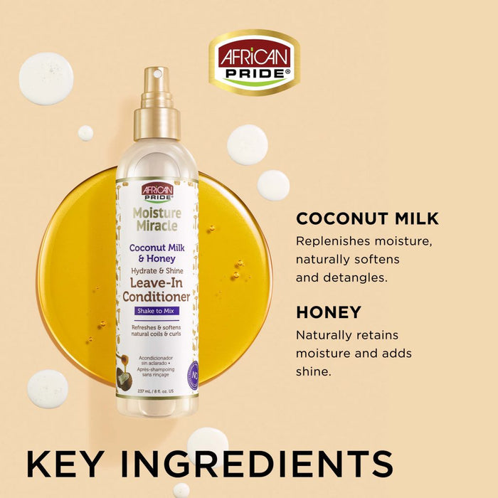African Pride Moisture Miracle Coconut Milk & Honey Leave-In Conditioner 8oz