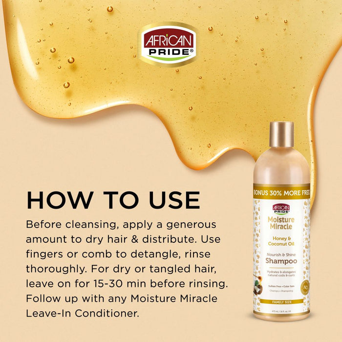 African Pride Moisture Miracle Honey & Coconut Oil Shampoo 16oz