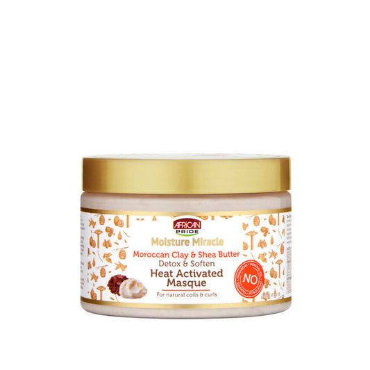 African Pride Moisture Miracle Moroccan Clay & Shea Butter Heat Activated Masque 12oz