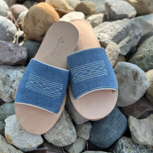 Agave Sky Women's Nadia Western Slide in Denim & Cream