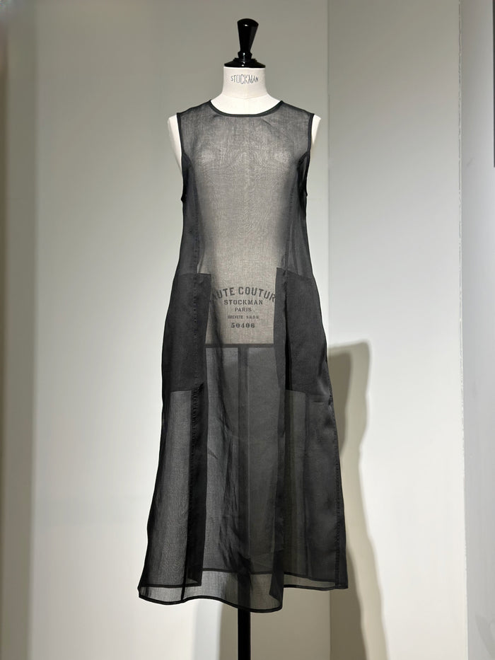 AMOMENTO SHEER LONG DRESS