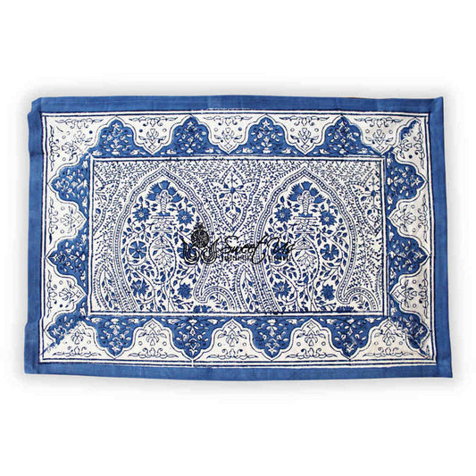 Princess Paisley Block Print Cotton Floral Placemat, Serene Blue - Sweet Us