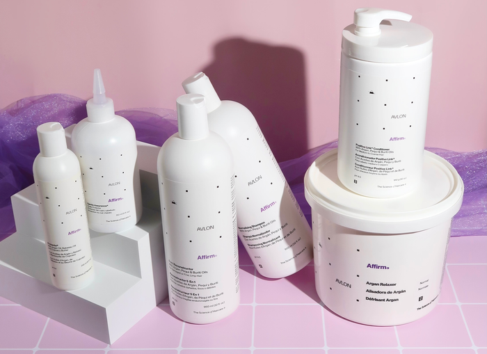 Avon affirm full range for relaxing hair featuring Avlon Affirm 5 in 1 Reconstructor in 32oz