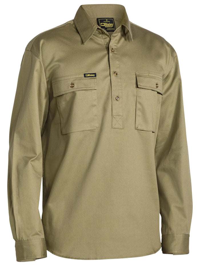 Bisley Workwear Closed Front Cotton Drill Long Sleeve Shirt BSC6433