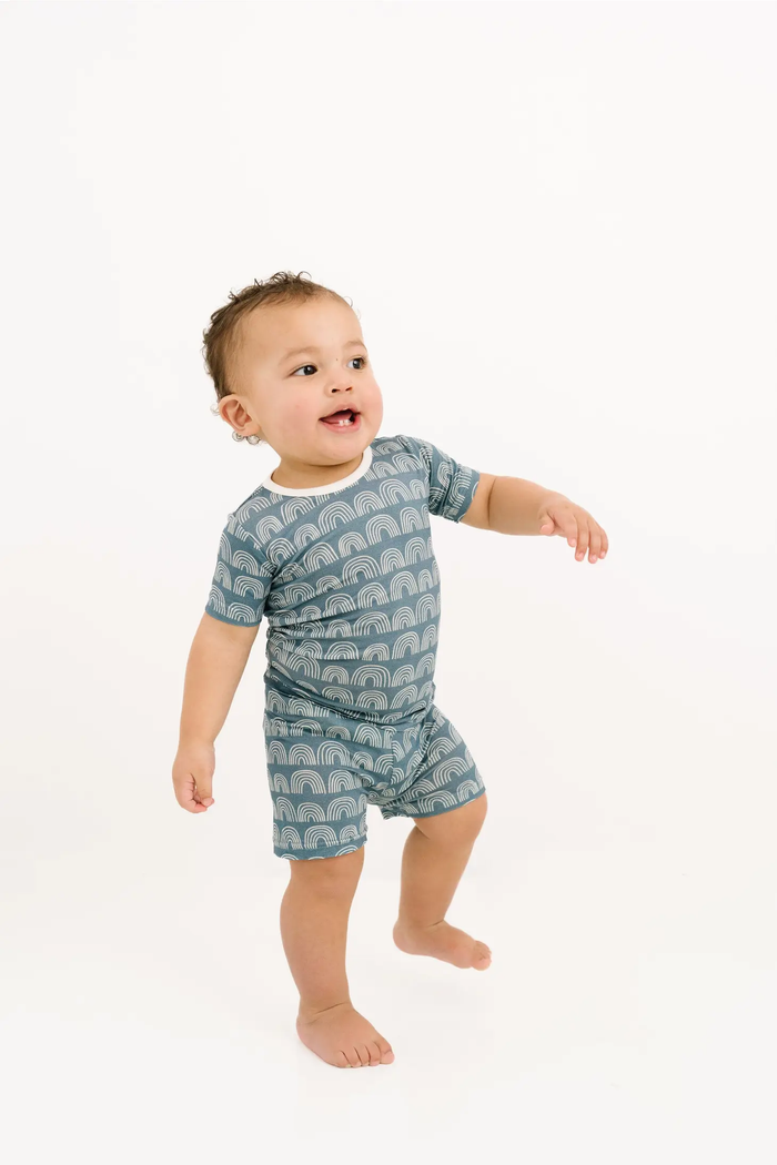 Blue Rainbows Bamboo Shorts Set