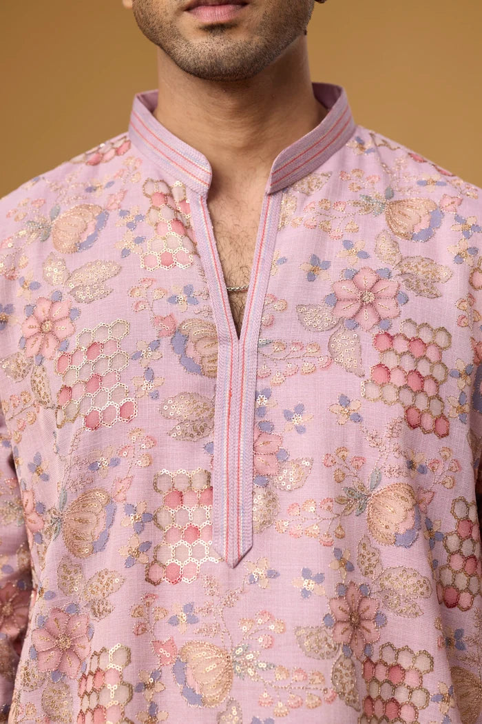 Designer Brocade Kurta Set for Men – Full Length View | Mahavir NX