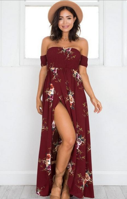 Boho women Off shoulder beach summer dresses