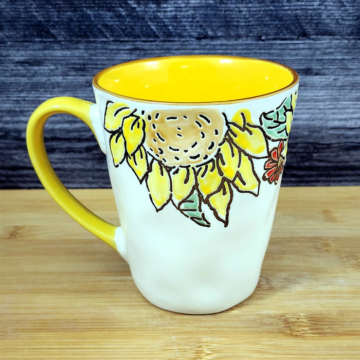 Brandywine Sunflower Floral Coffee Mug 16oz Embossed Tea Cup by Blue Sky