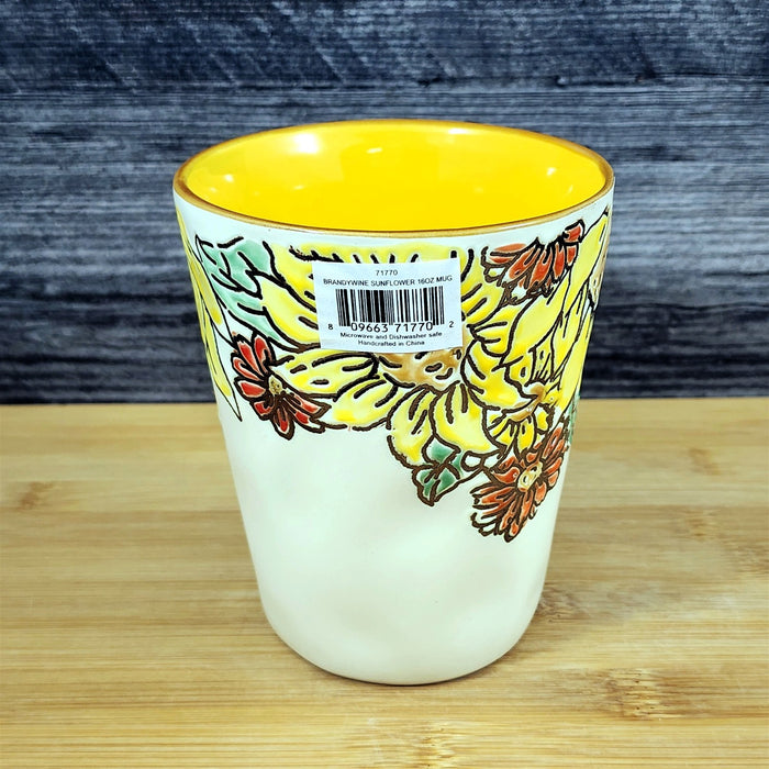 Brandywine Sunflower Floral Coffee Mug 16oz Embossed Tea Cup by Blue Sky