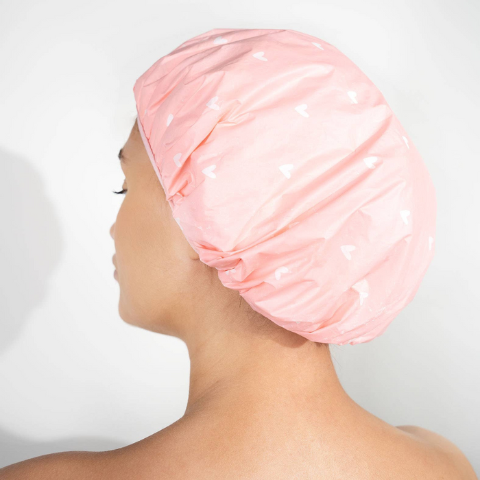 Brushworks Reversible Shower Cap - Heart Pattern
