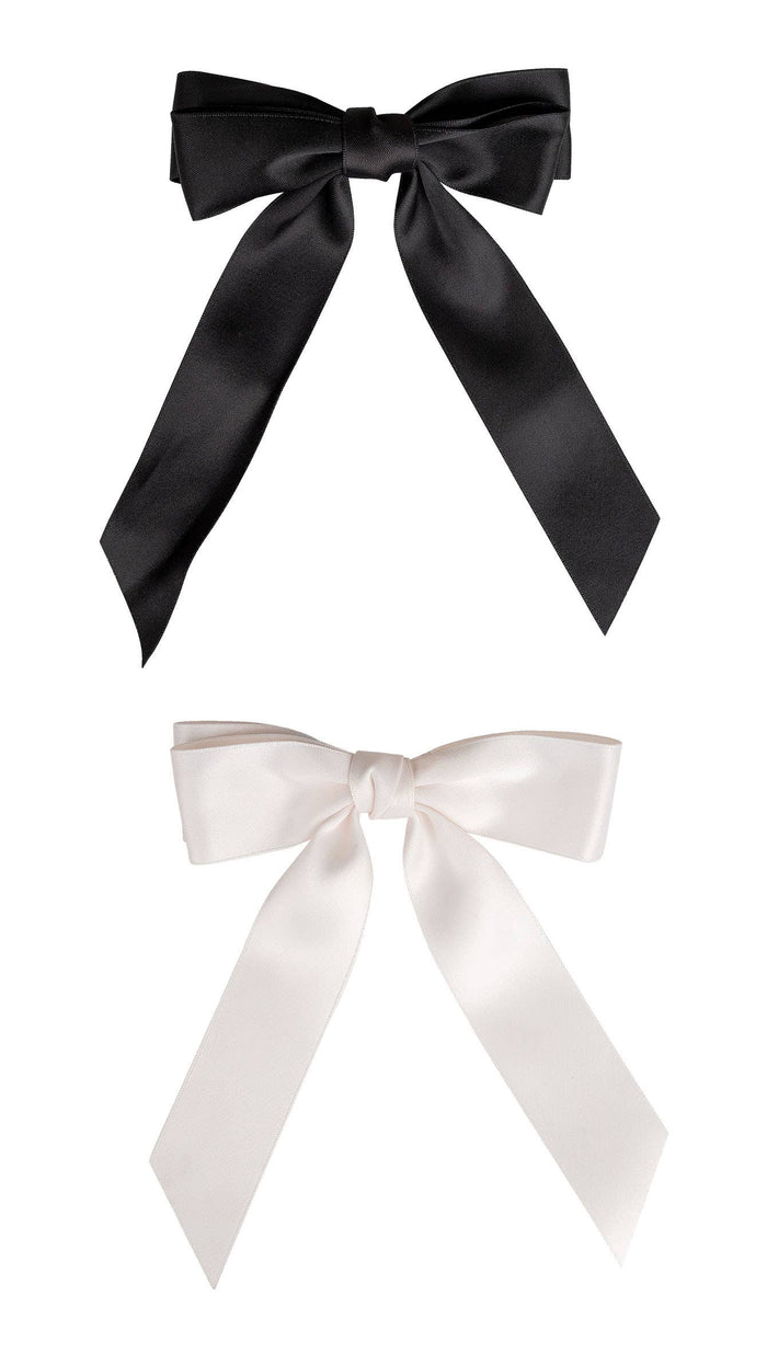 Brushworks Satin Hair Bow Duo – Black & White