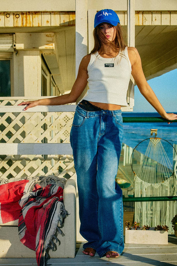 Bucketlist Patched Ribbed Tank Top