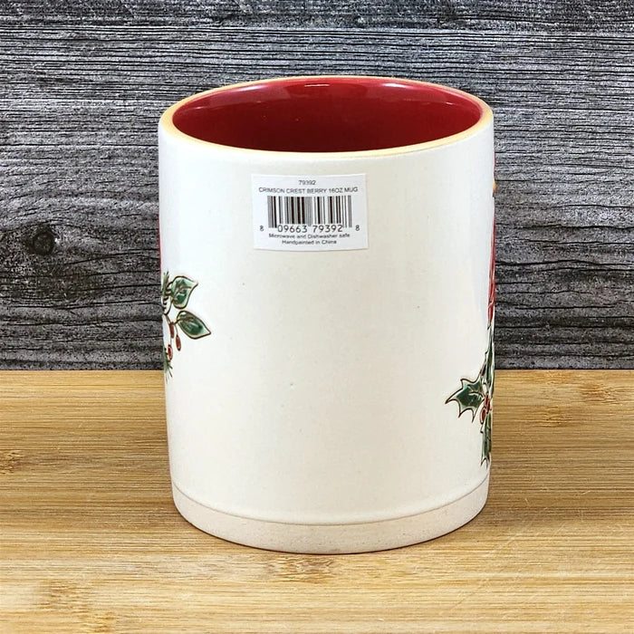 Cardinal Coffee Mug Ceramic Holiday Embossed Christmas Red Cup Blue Sky 16oz
