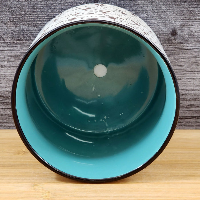 Cat Planter Utensil Organizer Herb Succulent flower Pot Ceramic Blue Sky 5in