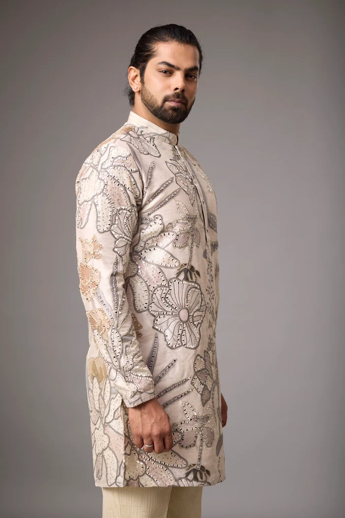Buy Floral Embroidered Kurta Set for Men Online India | Mahavir NX