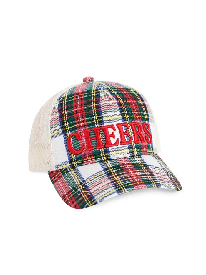 "Cheers" Trucker Hat Red Plaid
