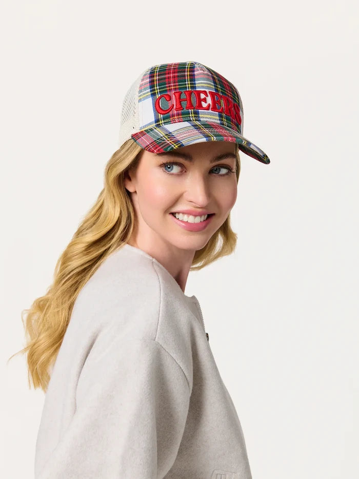 "Cheers" Trucker Hat Red Plaid
