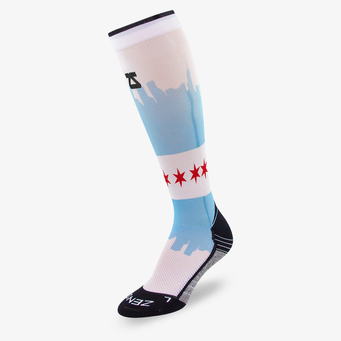 Chicago Flag Skyline Compression Socks (Knee-High)Socks - Zensah