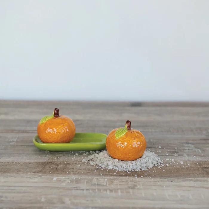 Clementine Salt & Pepper Shakers with Tray