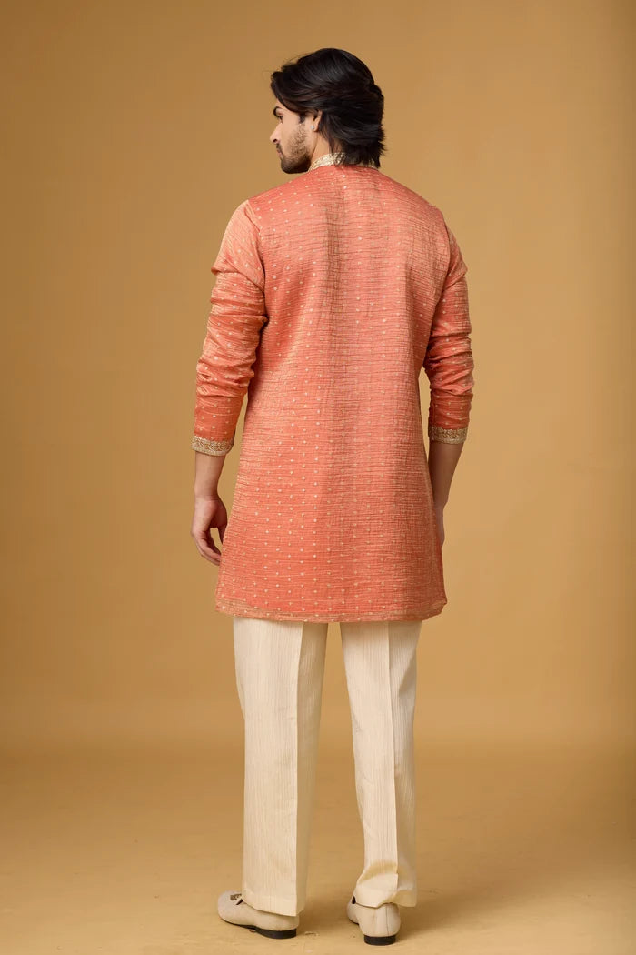 Botanical Vine Kurta Pajama Set for Men – Front View | Mahavir NX
