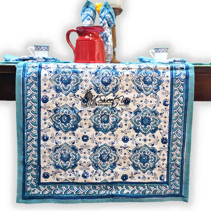 Cotton Springtime Splendor Tablecloth Collection, Ice Blue - Sweet Us
