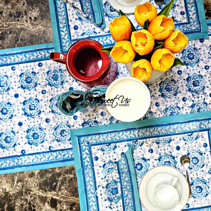Cotton Springtime Splendor Tablecloth Collection, Ice Blue - Sweet Us