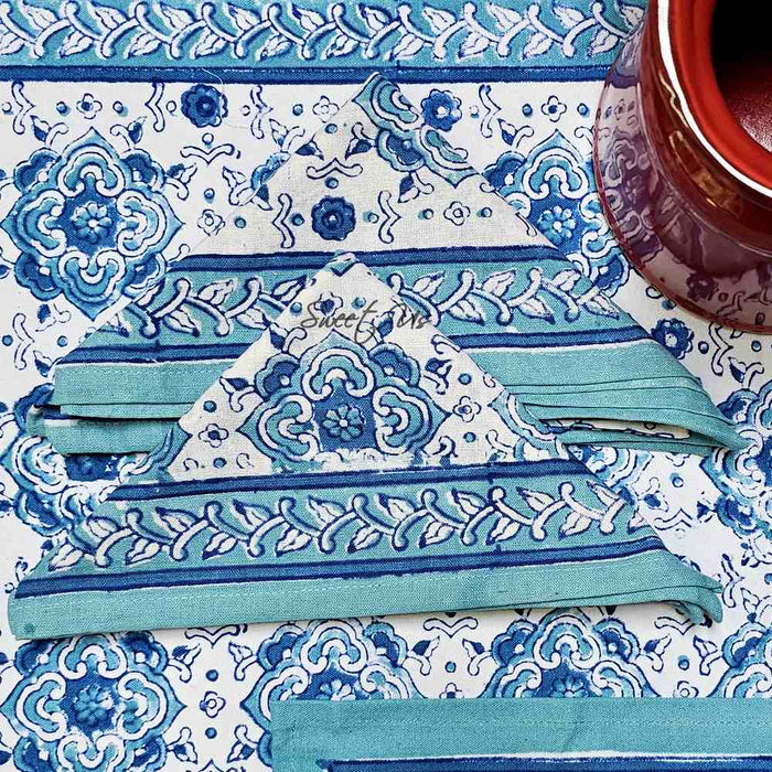 Cotton Springtime Splendor Tablecloth Collection, Ice Blue - Sweet Us